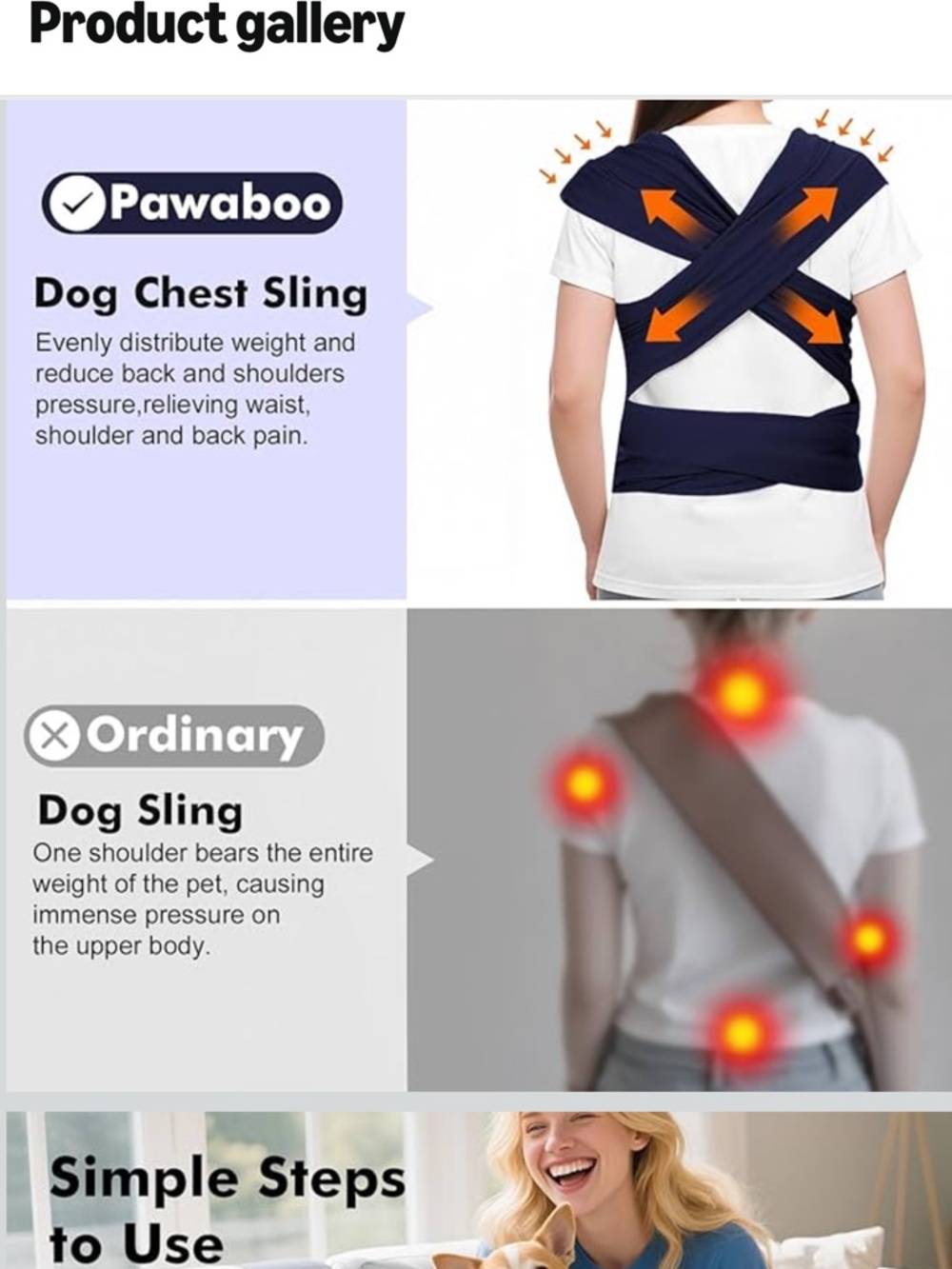 Pawaboo Pet Sling Carrier, Hands Free Dog  Sling for Small Dogs and Cats NEW - Picture 5 of 8